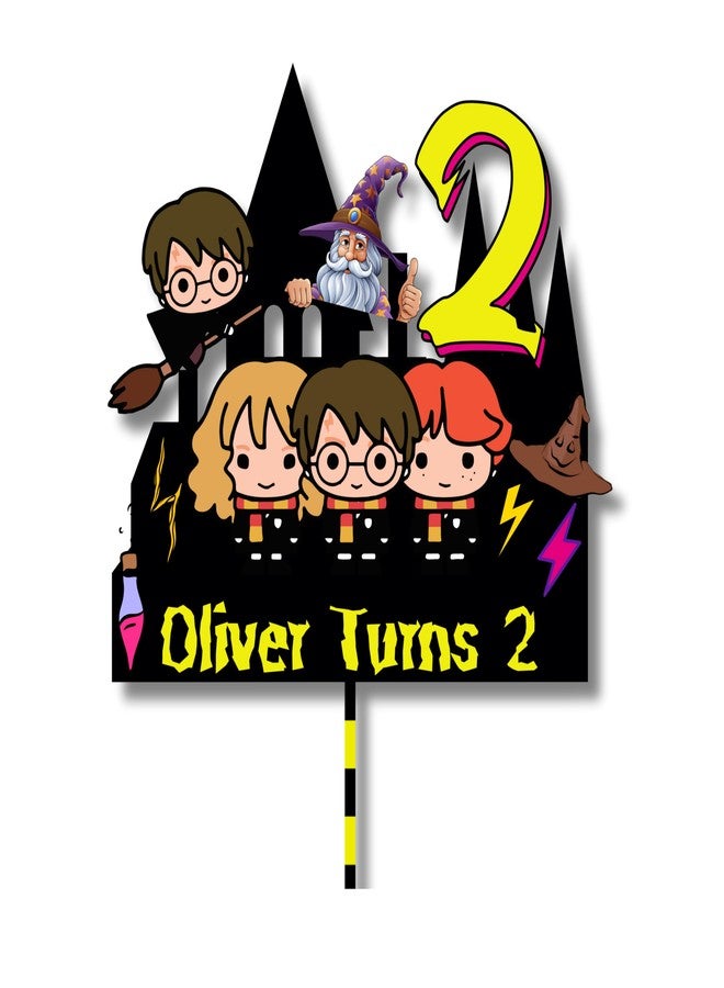 Yellow Nuts Personalised Cake Topper For Birthday Cartoon Theme Kids Boys Girls 1st Birthday Anniversary Props Cake Decor Decoration (Potter) - Image 4